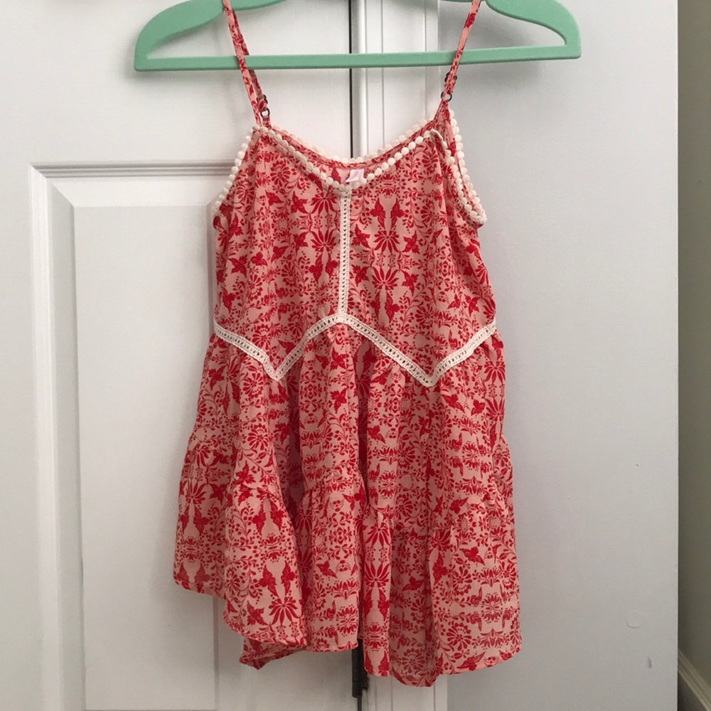 Red flowy tank top